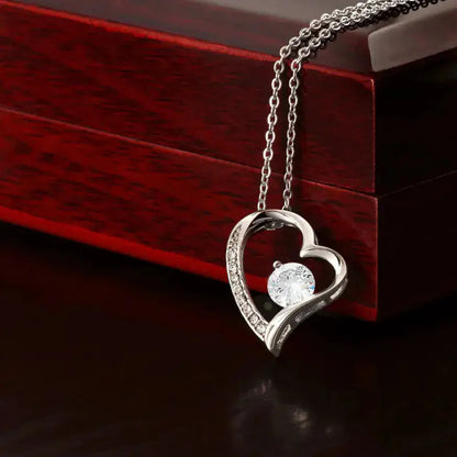 Collar Corazón de Acero Inoxidable con Caja LED de Madera y Mensaje Emotivo